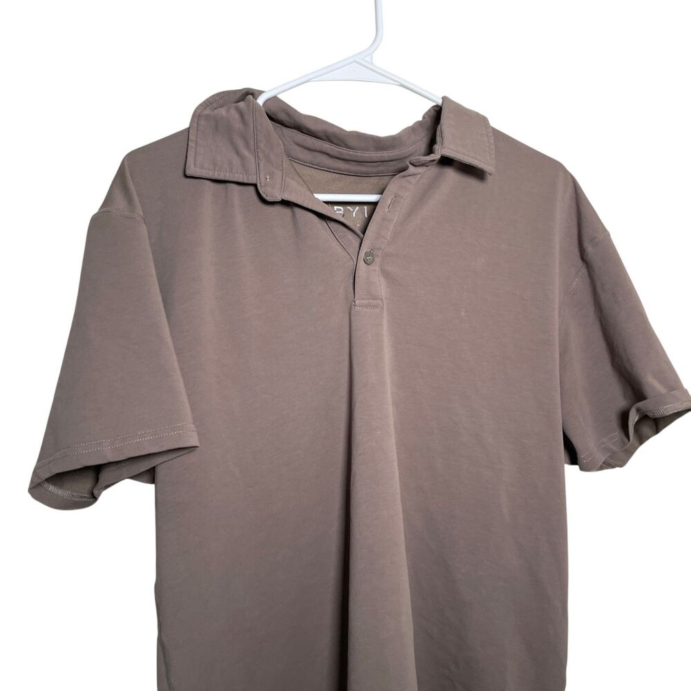 Bylt Polo Shirt Men's Large Lux Brown Drop Cut Short Sleeve Athletic Collared - Picture 2 of 11